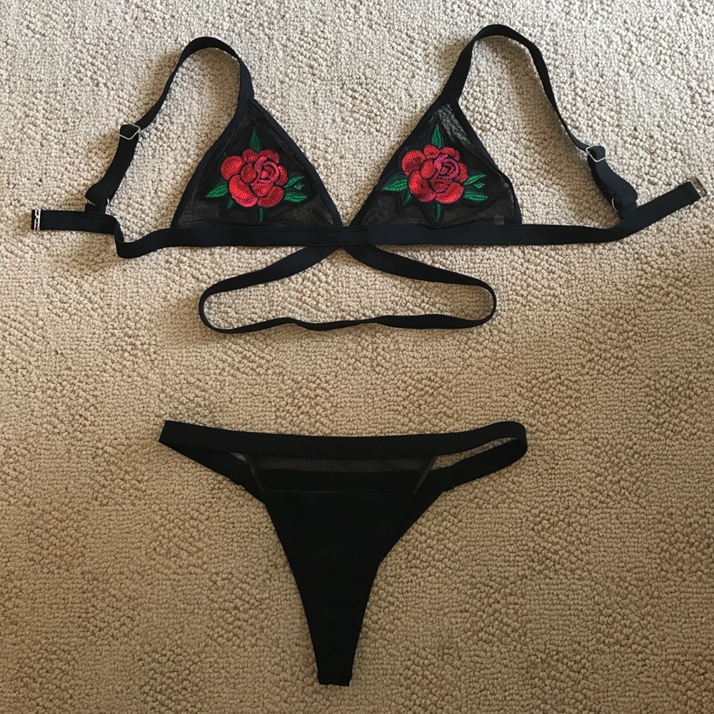 Rose mesh bikini