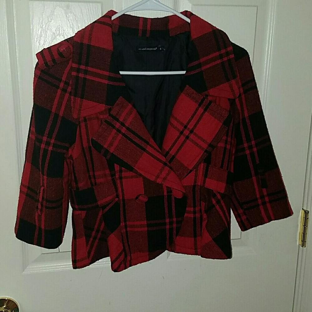 Calliope plaid 3/4 blazer