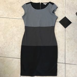 Gray, charcoal, and black mini dress