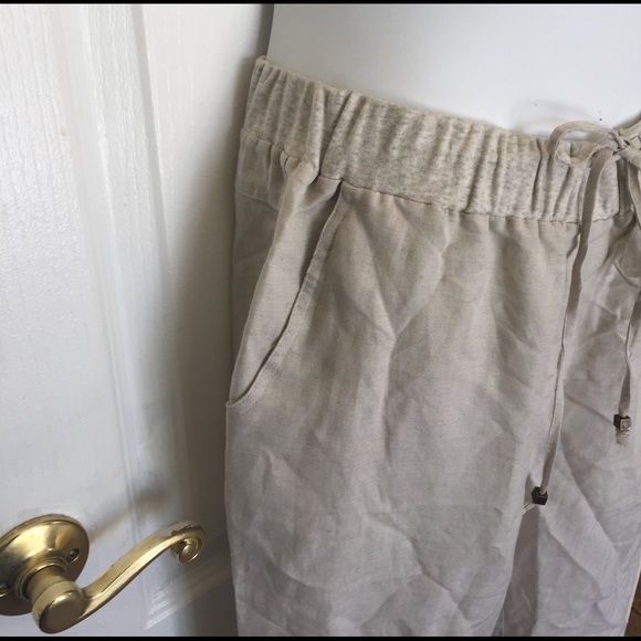 Notation plus size drawstring wide leg Linen pant - Picture 3 of 4