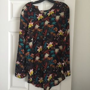 H & M navy floral tunic SZ