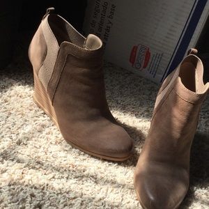 Taupe wedge booties