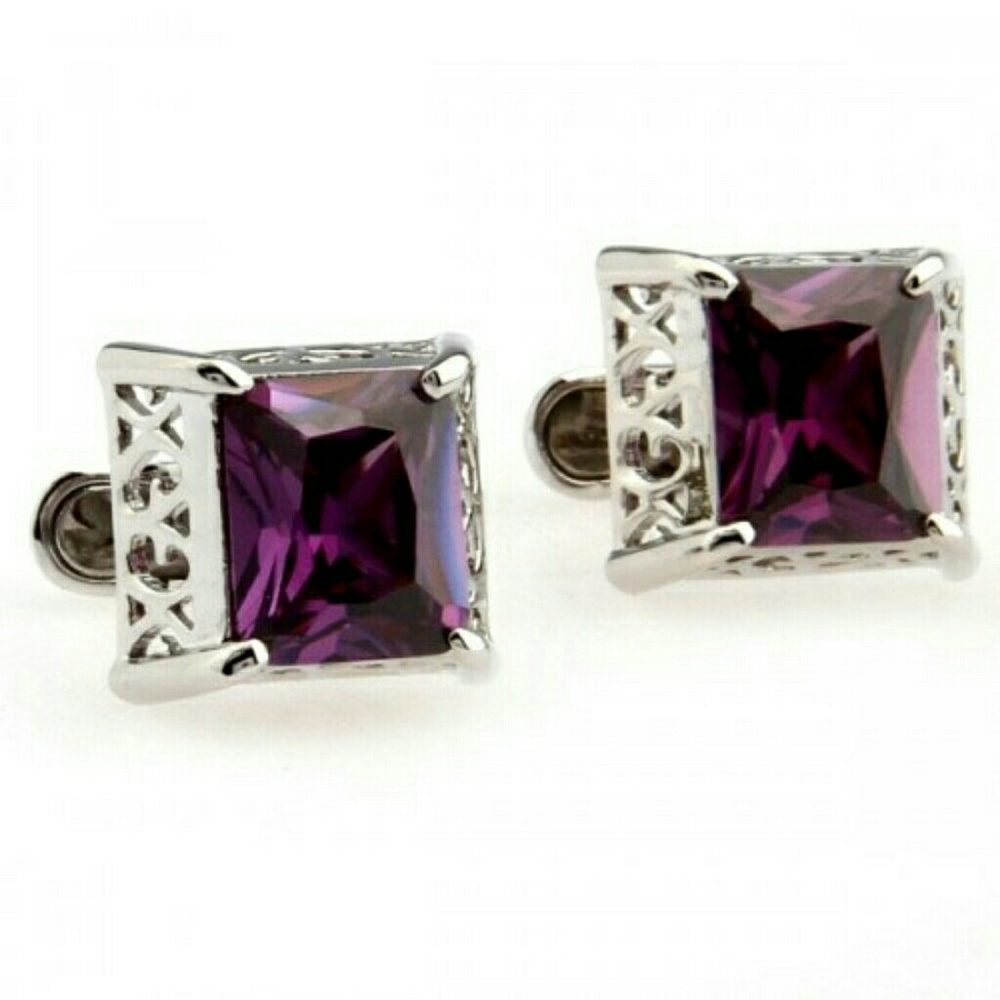 Cufflinks purple gem