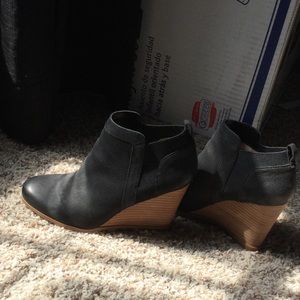 Black wedge booties