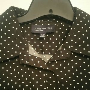 Long sleeve black polka dot blouse