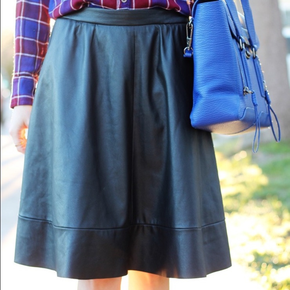 Faux leather a-line skirt