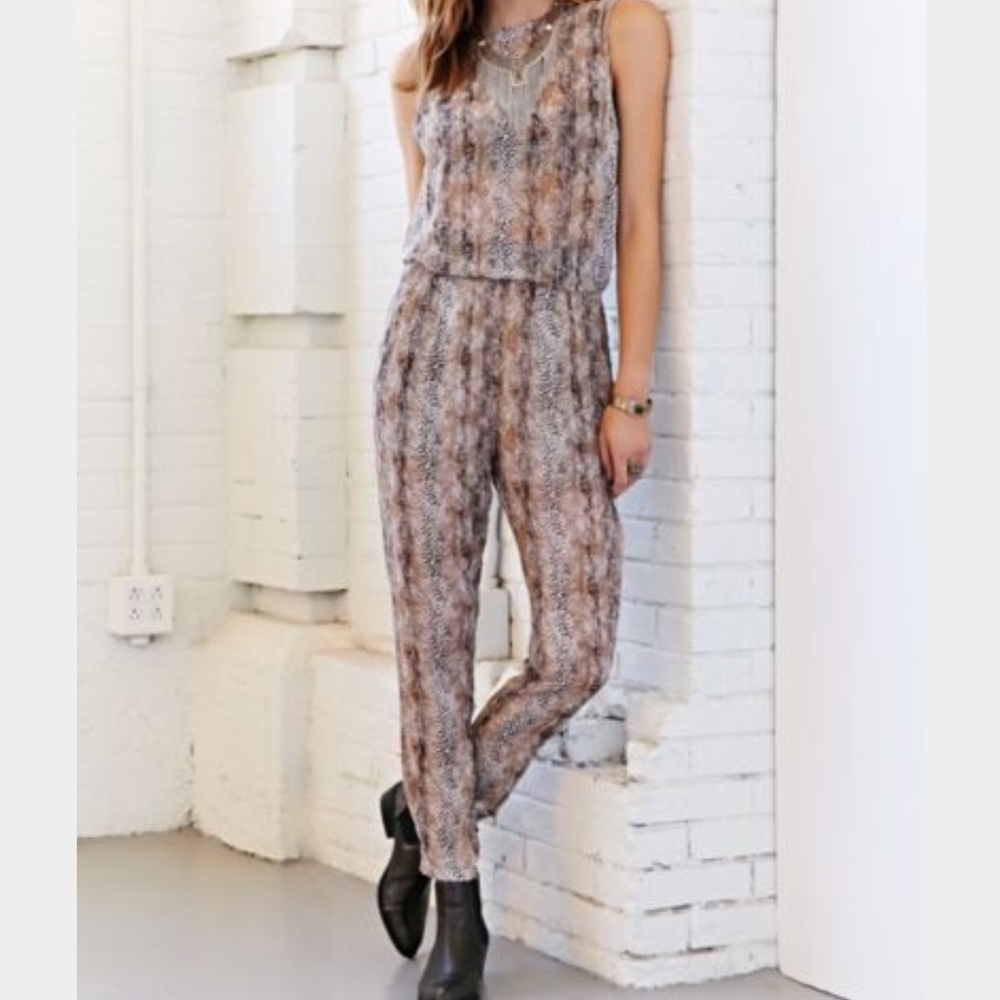 URBAN OUTFITTERS Ecote Jumpsuit Sheer Snake Print