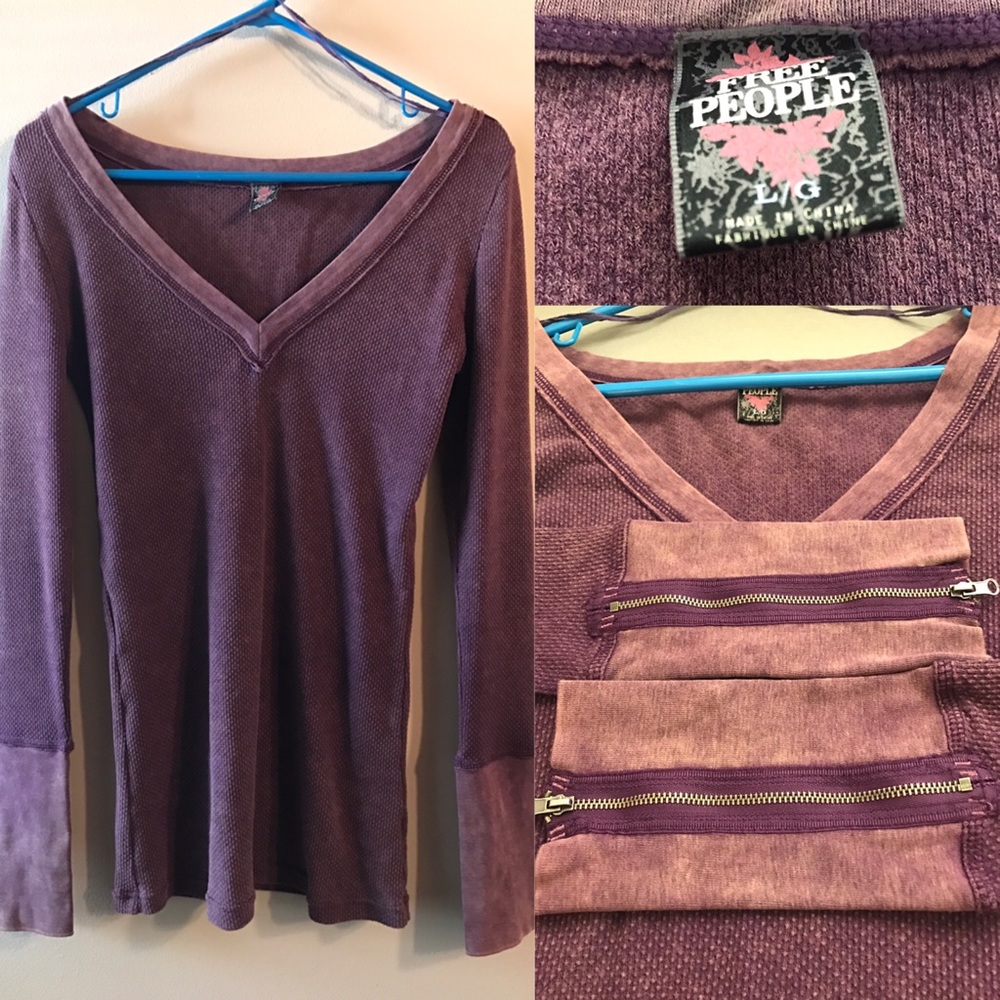 ✂️ TRADEED ✂️Purple Zipper Sleeve Thermal