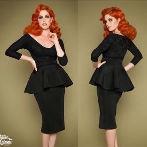 Pinup Girl Clothing Peplum Pencil Midi Skirt L