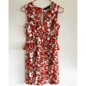 Akira Chicago peplum floral dress with cut outs