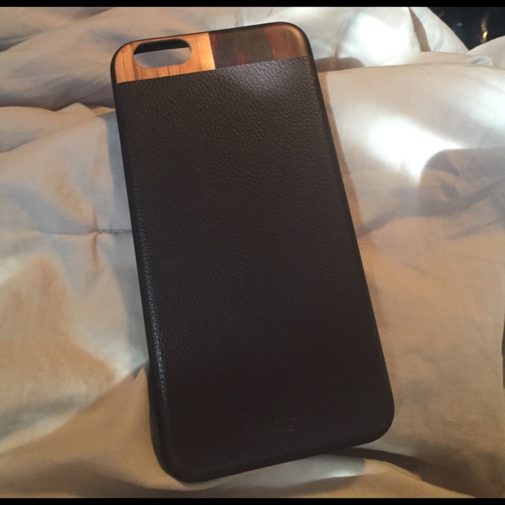 Dark Brown Leather and Wood iPhone 6 Plus Case