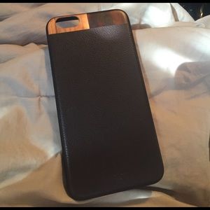 Dark Brown Leather and Wood iPhone 6 Plus Case