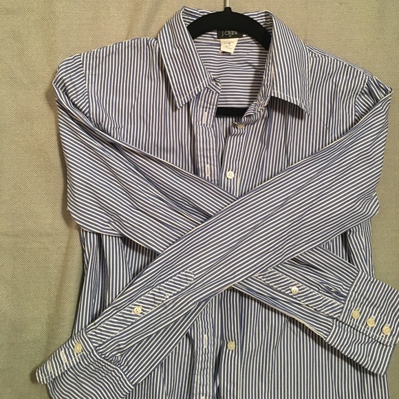 Blue and white striped JCrew button down - Picture 2 of 4