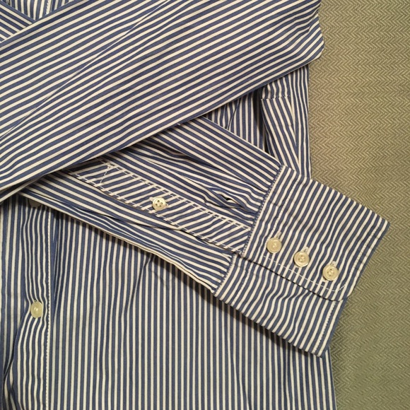 Blue and white striped JCrew button down - Picture 3 of 4
