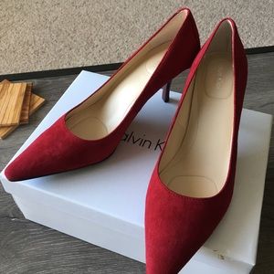 Calvin Klein Dolly Kid Suede heels in red