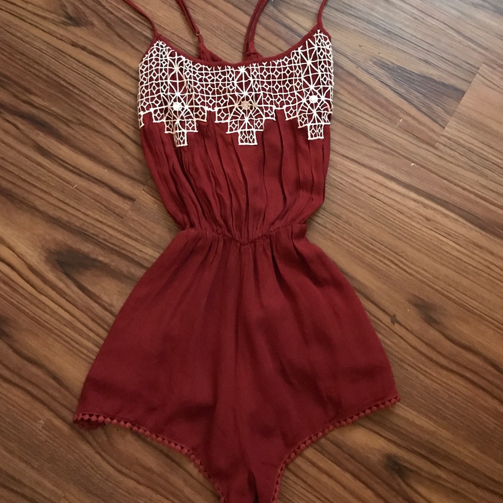 Maroon & White Romper