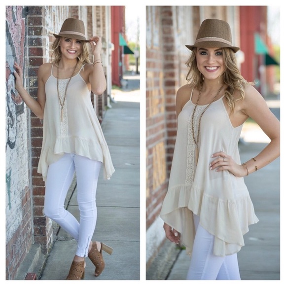 Infinity Raine Tops - ❗️ONE LEFT-MEDIUM❗️crocheted lace detail tunic
