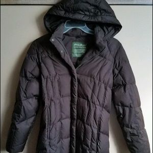 EDDIE BAUER Goose Down Brown Long Puffer Coat