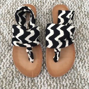 Black and white sandals