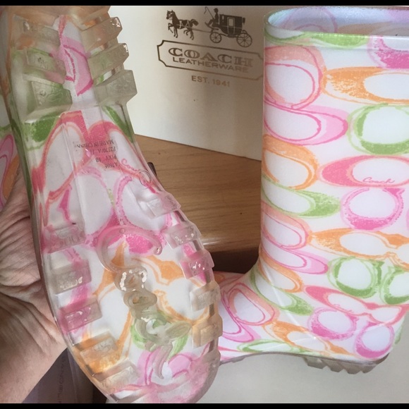 Blue Purple OR Pink Green Orange rainboots sz9 EUC - Picture 5 of 7