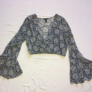 Flared Sleeve Crop Top