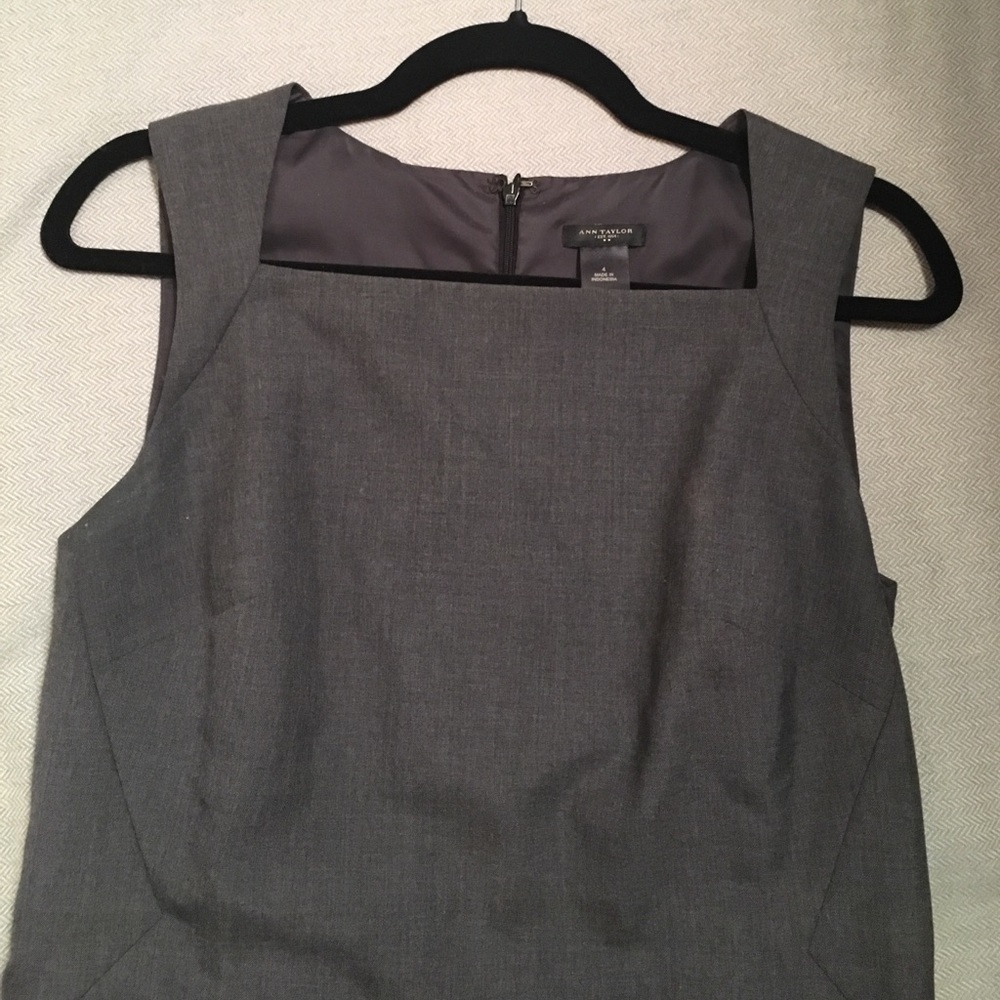 Ann Taylor Gray Square Neck Sheath Dress