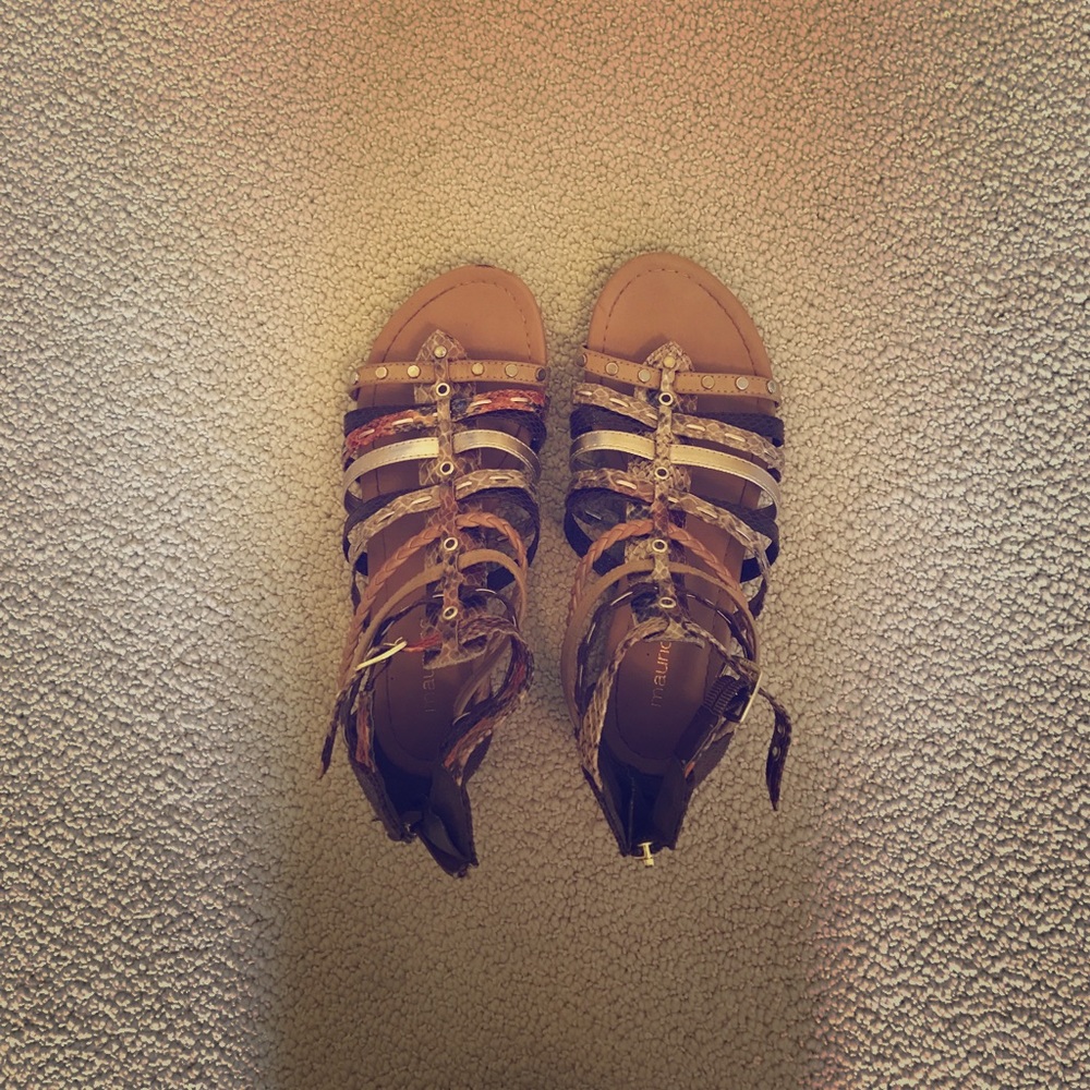 Zip back strap up sandals