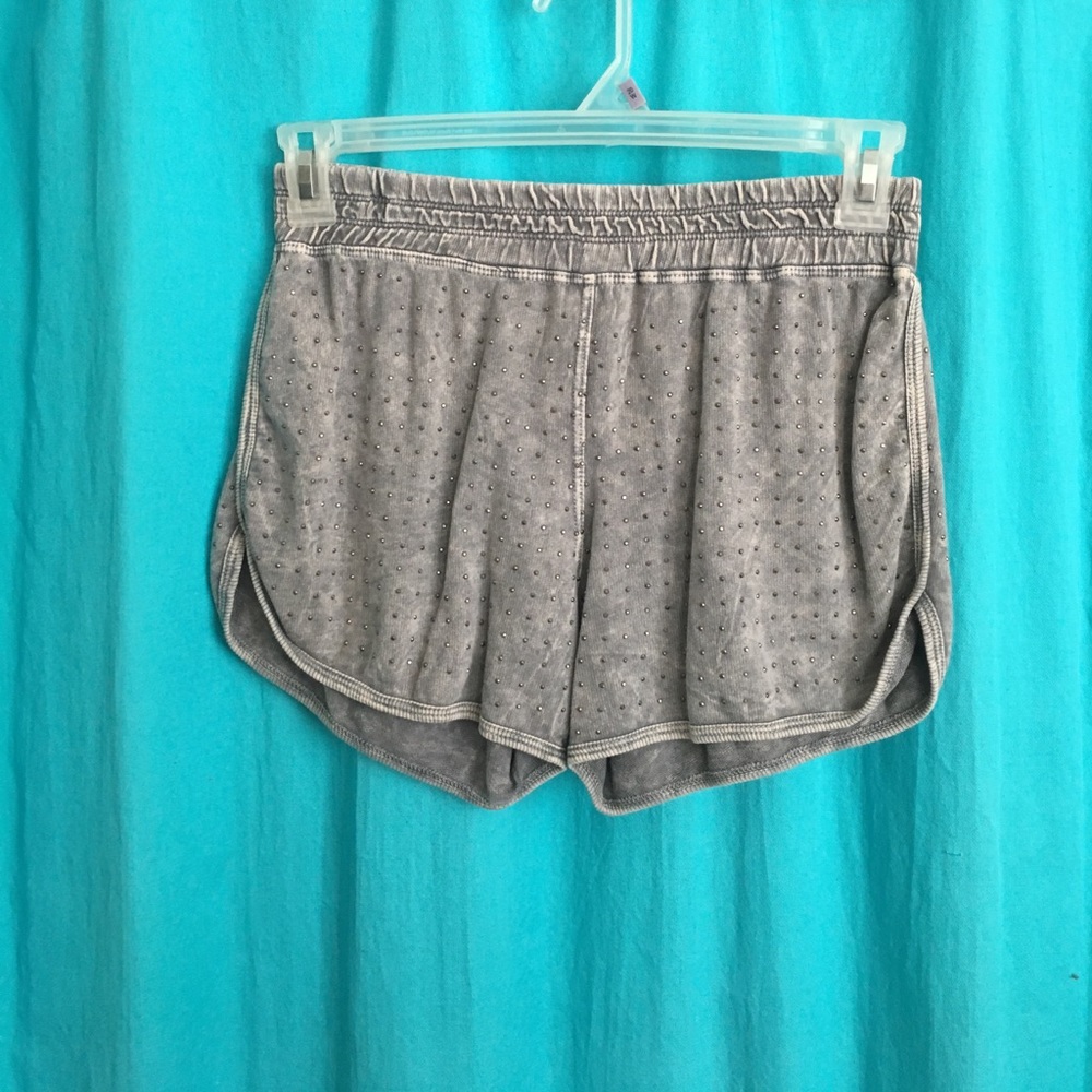 Distressed, Grey, Rhinestone Shorts