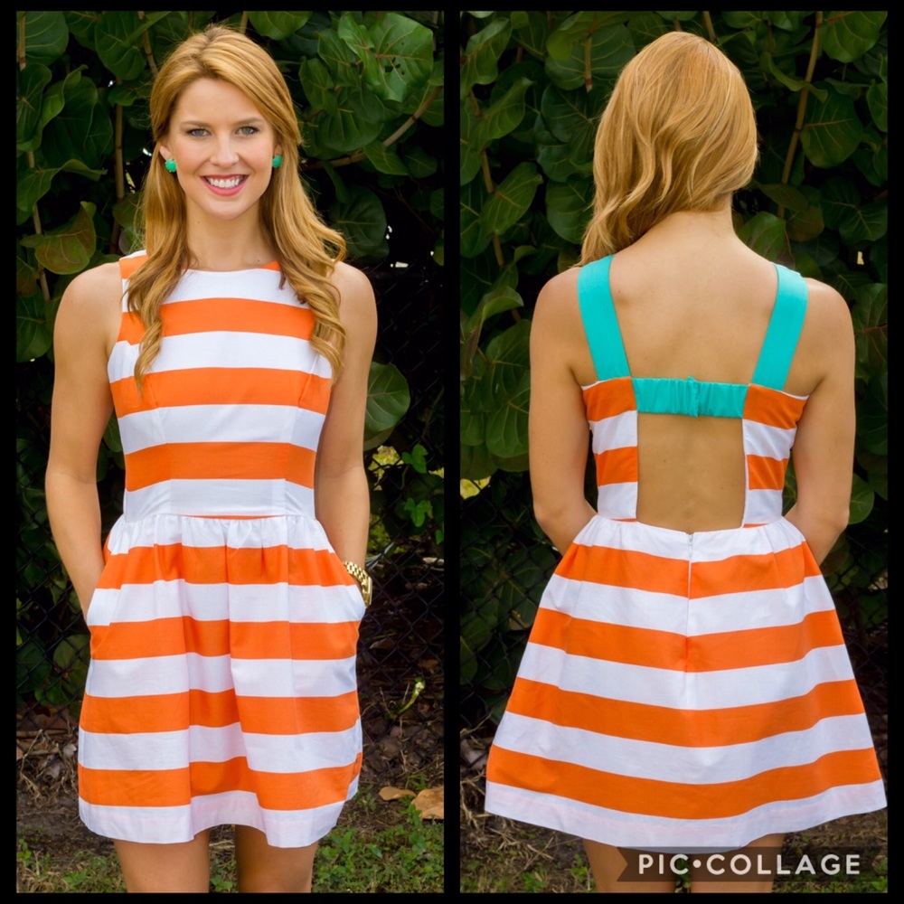 Dayton K. Michelle Dress in Orange Stripe