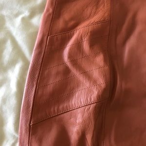 Brand new lamb S leather pencil skirt in saddle.