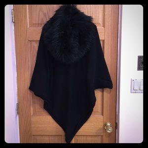 Michael Kors faux fur-collared poncho