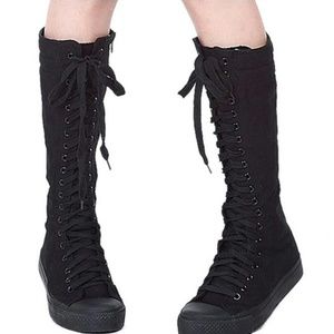 Size 7 womens all black knee high converse