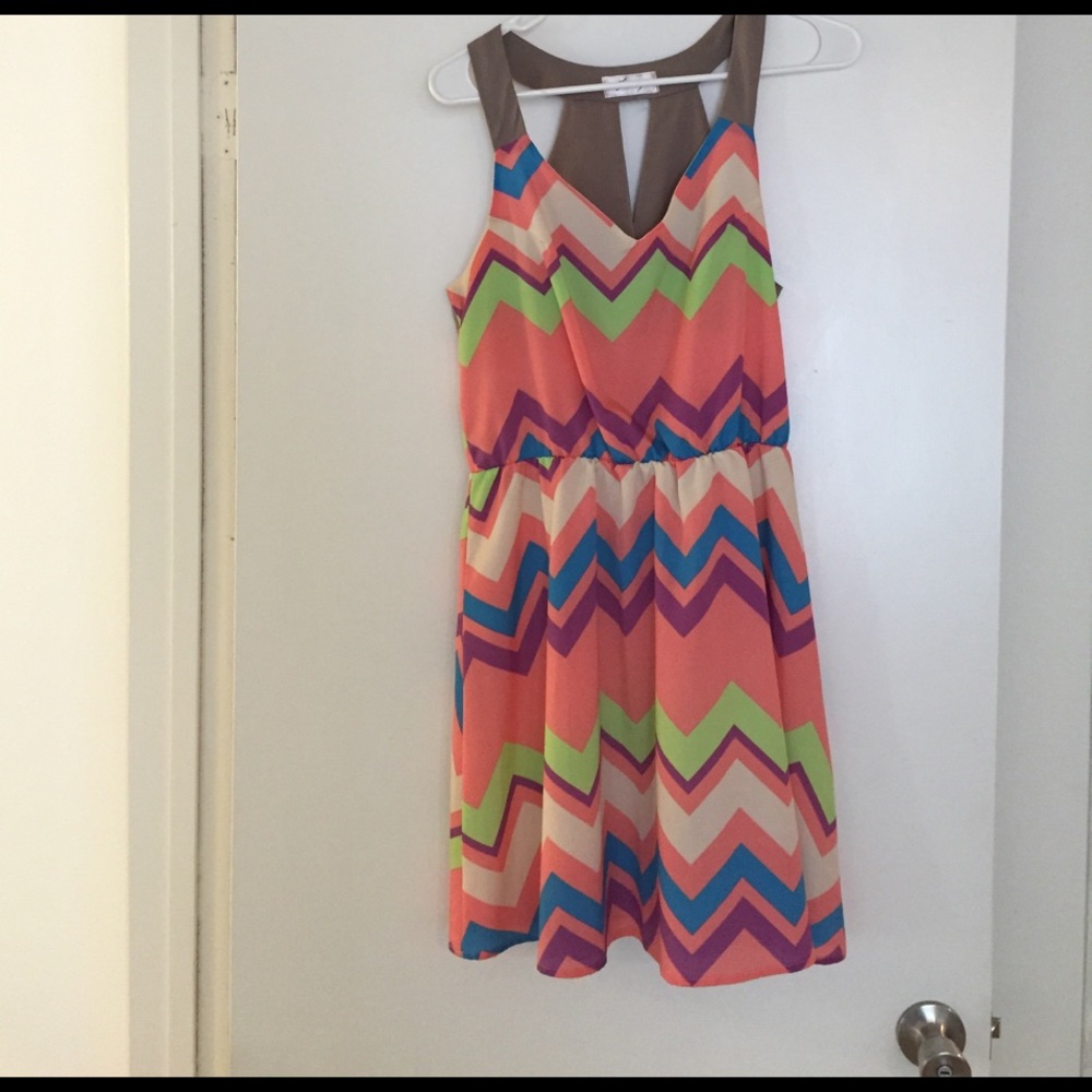 Colorful Chevron Print Dress