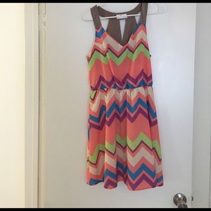 Colorful Chevron Print Dress