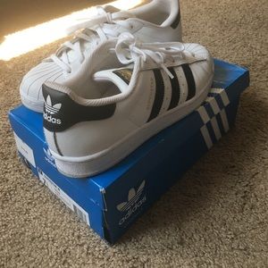 Women's White Adidas Superstars