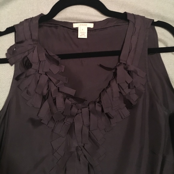 Deep Plum Sleeveless Silk Ruffle Shirt JCrew - Picture 1 of 4