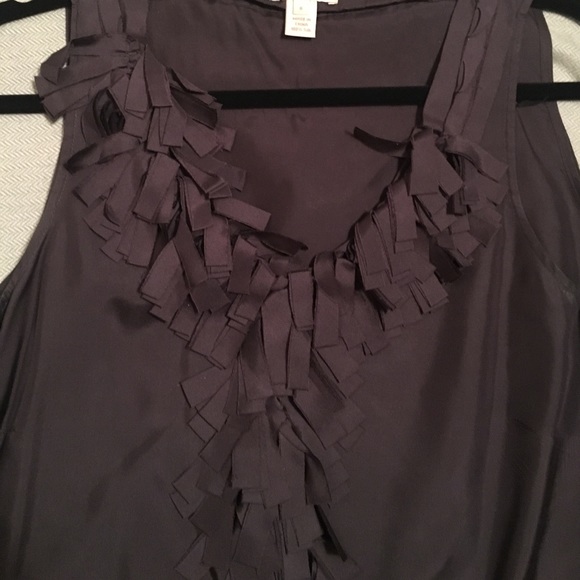 Deep Plum Sleeveless Silk Ruffle Shirt JCrew - Picture 3 of 4