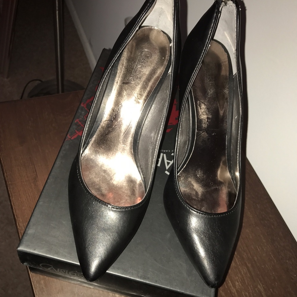 Carlos black pumps with silver zipper