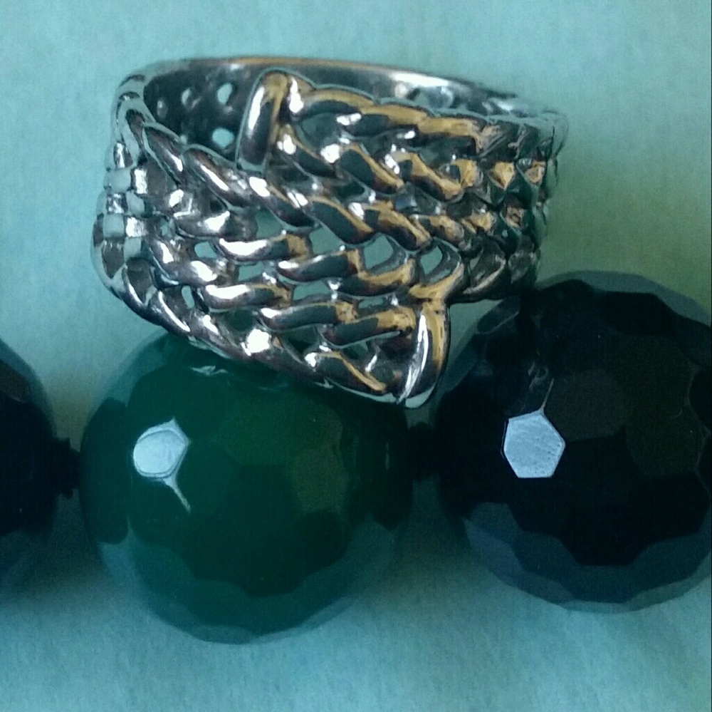 .925 silver rope textured ring