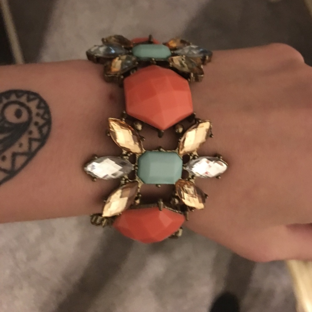 Coral and aqua bracelet