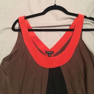 100% Silk Orange Black Brown Sleevless Top