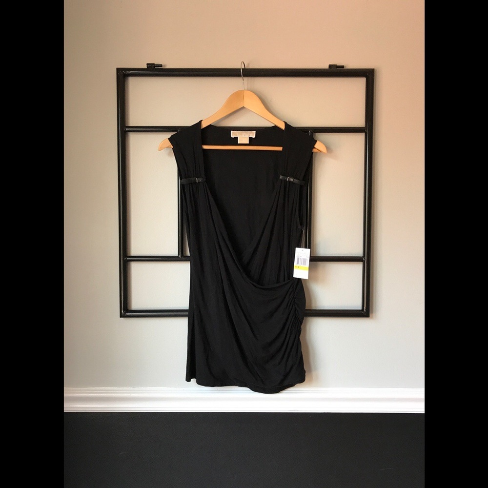 Michael Kors black open front top