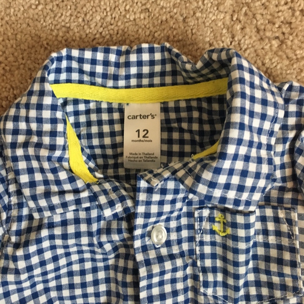 Carters Blue and White one piece outfit. Size 12M - Picture 2 of 3