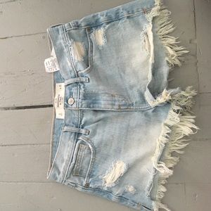 Abercrombie & Fitch mid rise distressed shorts