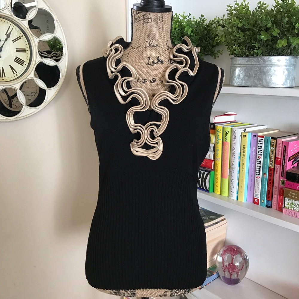 Belldini Sleeveless Ruffled Front Top