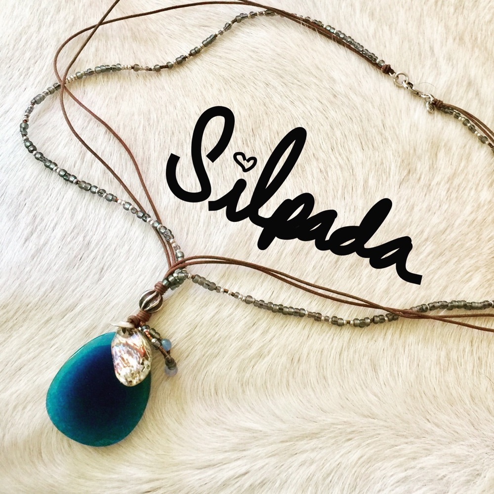 SILPADA Blue Leather Beaded Sterling Necklace