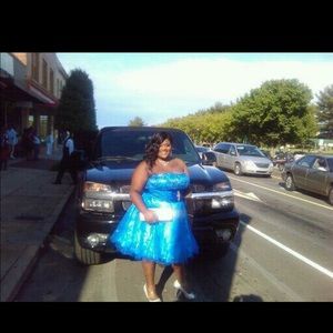 Plus Size blue prom dress