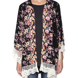 Floral print kimono