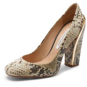 Diane Von Furstenberg "Gaby" heels in snakeskin.