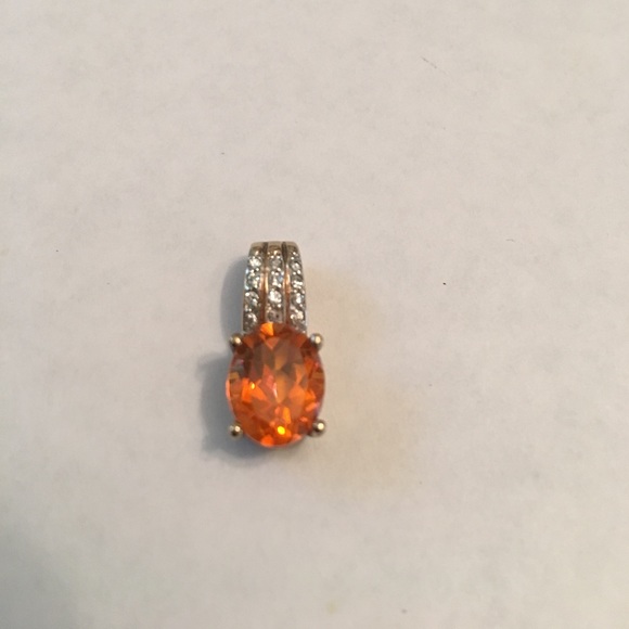 925 Mandarin Garnet & Diamond Pendant